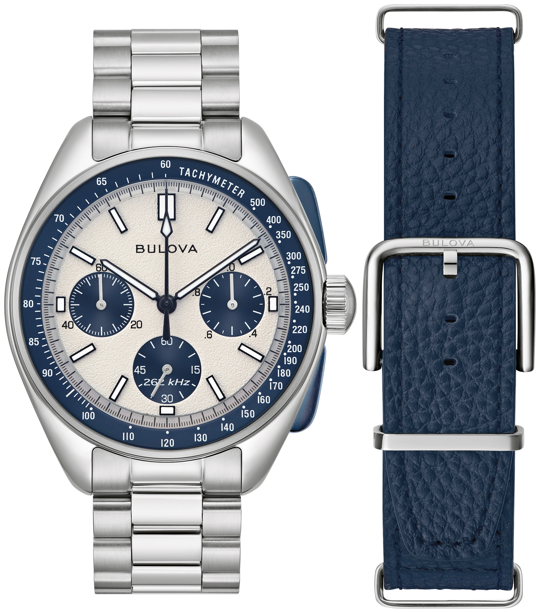Silver-Tone Dial Stainless Steel Bracelet Lunar Pilot 98K112 | Bulova